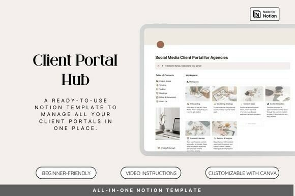 Client Portal for Social Media Notion
