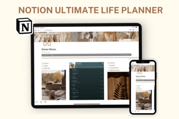 Notion Template, Notion Life Planner