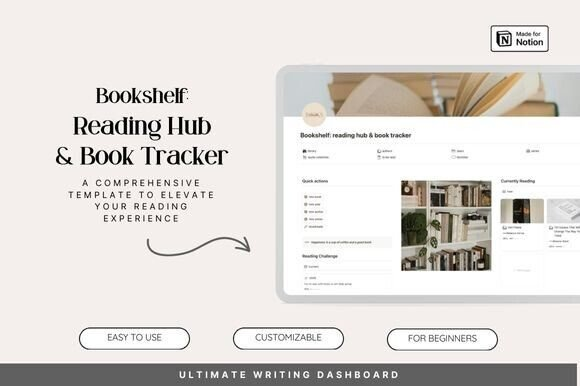 High-quality desktop screenshot of a light-mode Notion Reading Journal Template interface.